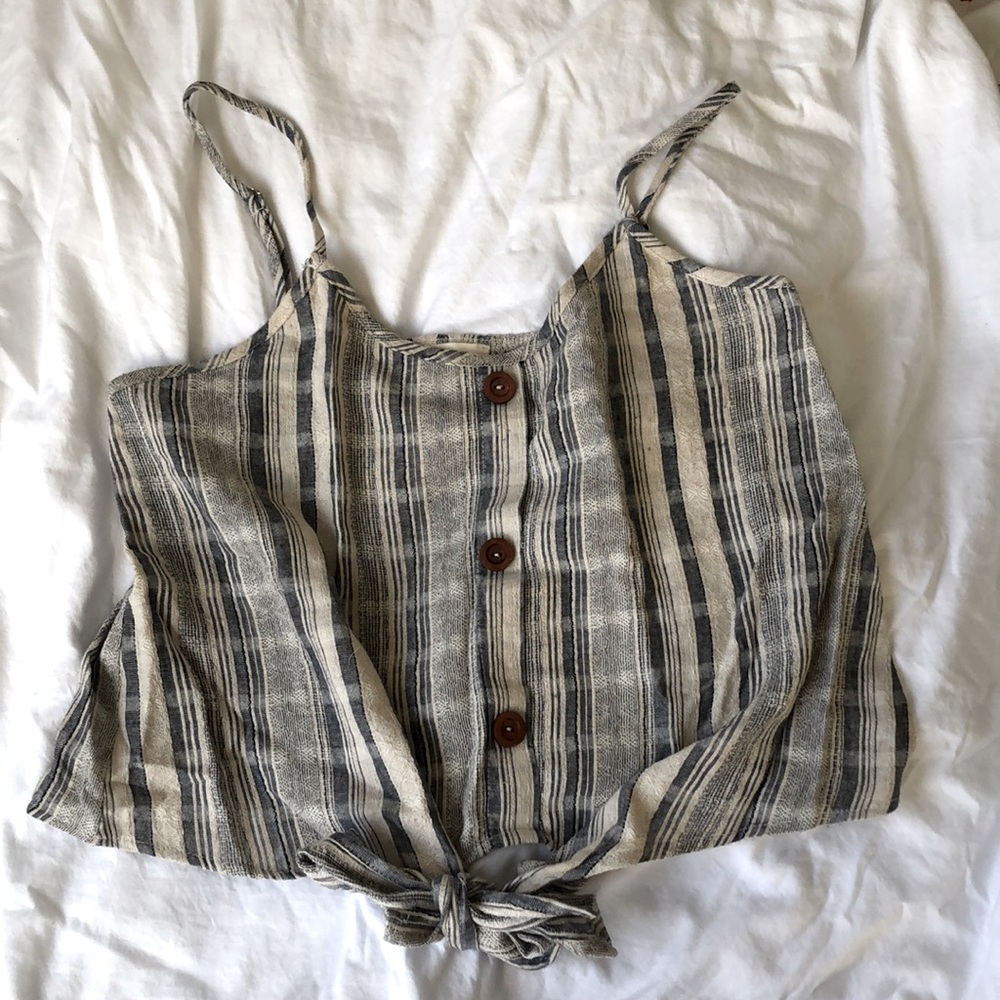 Button Up Tied Tank Top